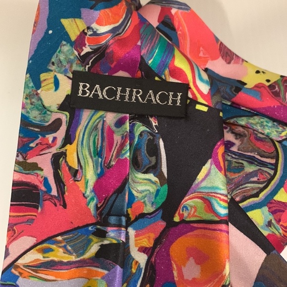 BACHRACH Silk Handmade Colorful Tie L 56” 4 1/4” W Appr - Picture 4 of 6